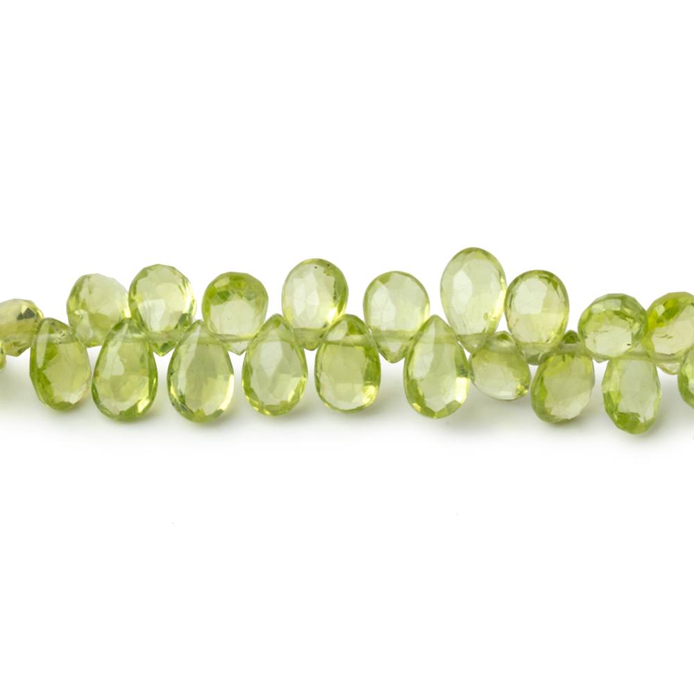 5-6mm Peridot Faceted Pear Beads 9 inch 90 pieces