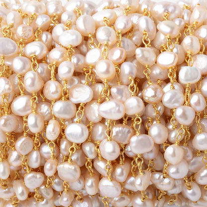 5-6mm Pink Baroque Pearls on Gold Plated Chain