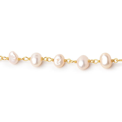 5-6mm Pink Baroque Pearls on Gold Plated Chain