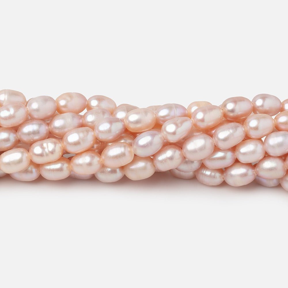 5-6mm Pink Straight Drill Oval Freshwater Pearls 15.5 inch 66 Beads