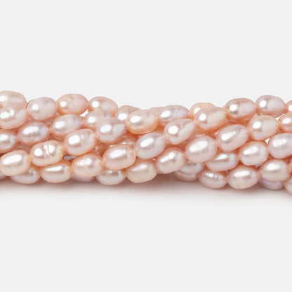 5-6mm Pink Straight Drill Oval Freshwater Pearls 15.5 inch 66 Beads