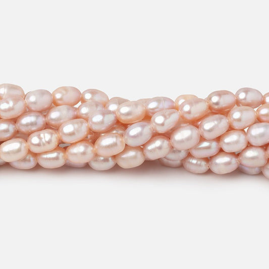 5-6mm Pink Straight Drill Oval Freshwater Pearls 15.5 inch 66 Beads