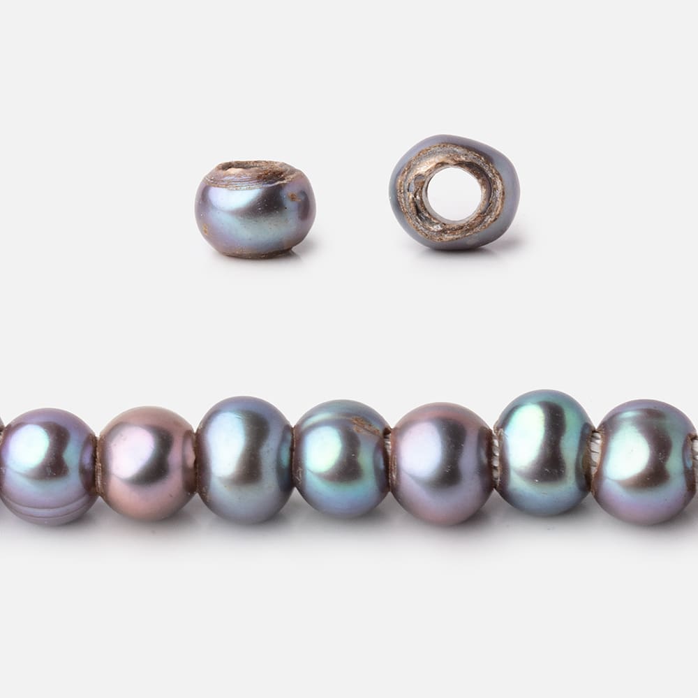 5-6mm Pistachio Peacock Off Round 2.5mm Large Hole Pearls 95 Beads