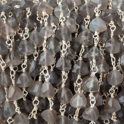 5-6mm Platinum Moonstone Faceted Trillions on .925 Silver Chain