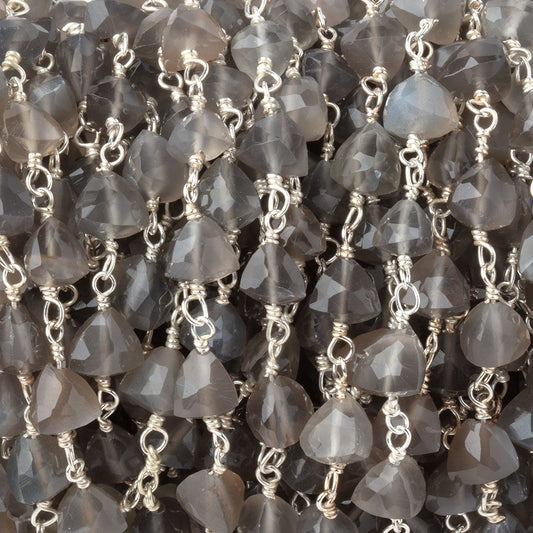 5-6mm Platinum Moonstone Faceted Trillions on .925 Silver Chain