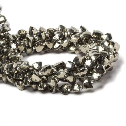 5-6mm Pyrite straight drilled triangle beads 8 inch 30 pieces
