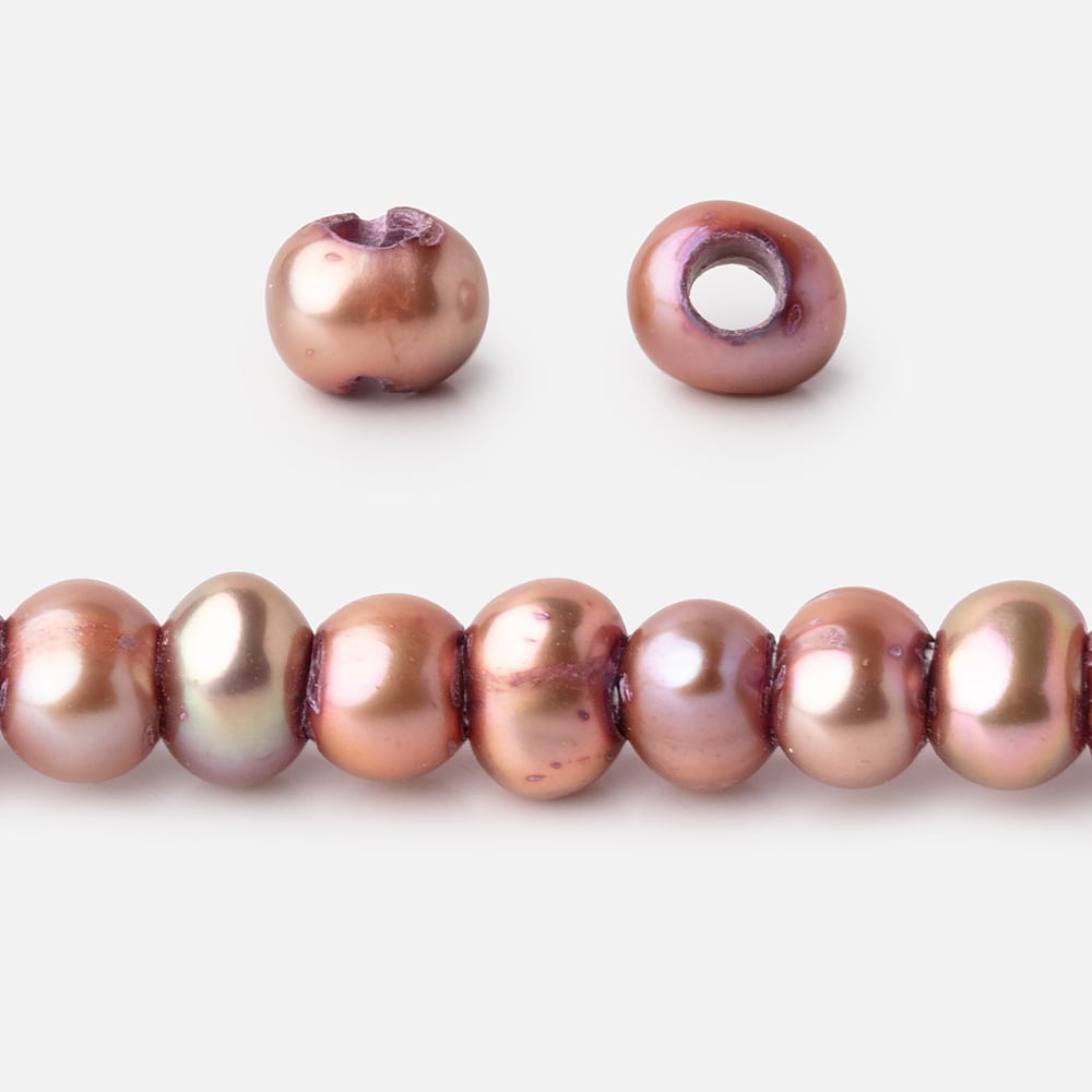 5-6mm Rose Blush Off Round 2.5mm Large Hole Pearls 95 Beads