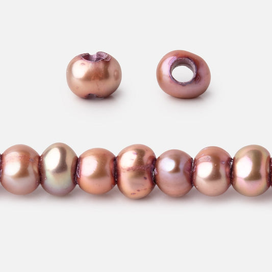 5-6mm Rose Blush Off Round 2.5mm Large Hole Pearls 95 Beads
