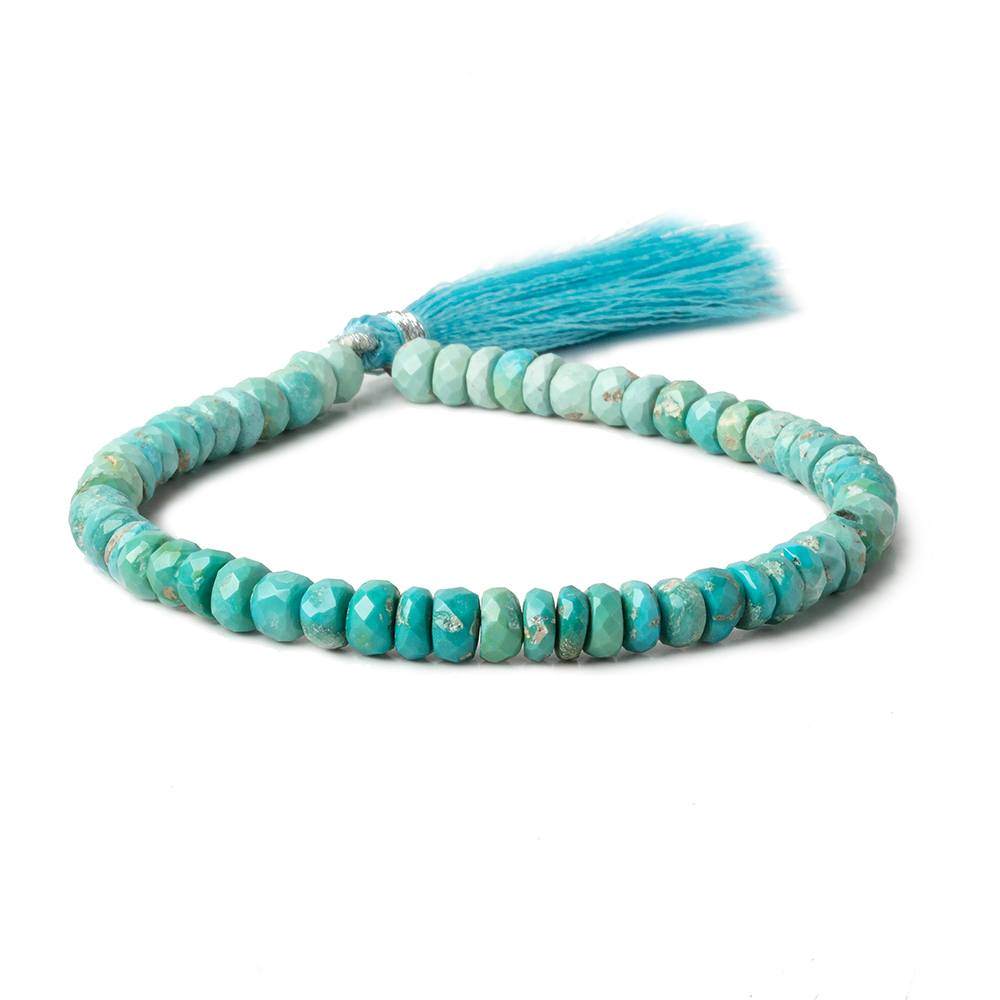 5-6mm Shaded Turquoise faceted rondelle beads 8 inch 60 pieces