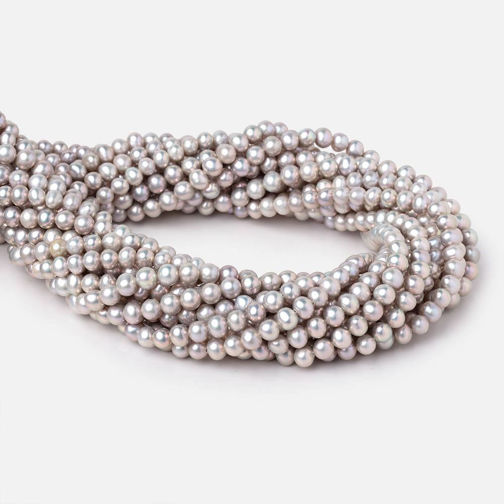 5-6mm Silver Off Round Freshwater Pearls 16 inch 78 Beads