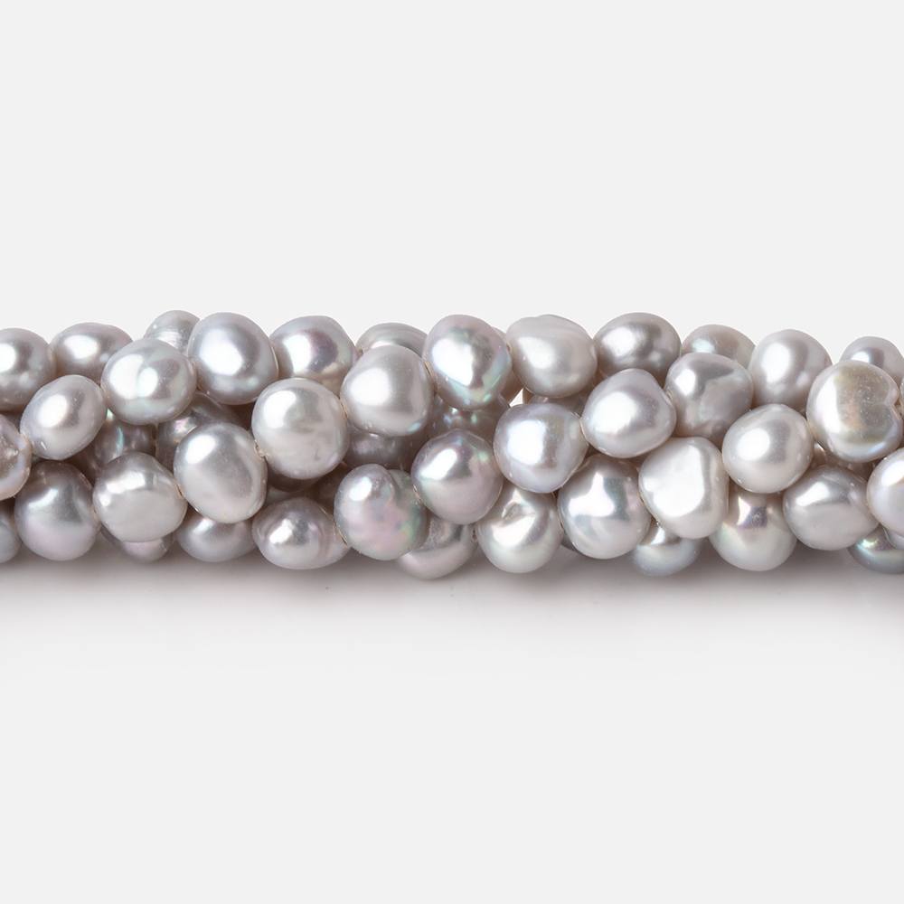 5-6mm Silver Side Drill Baroque Freshwater Pearls 16 inch 82 Beads