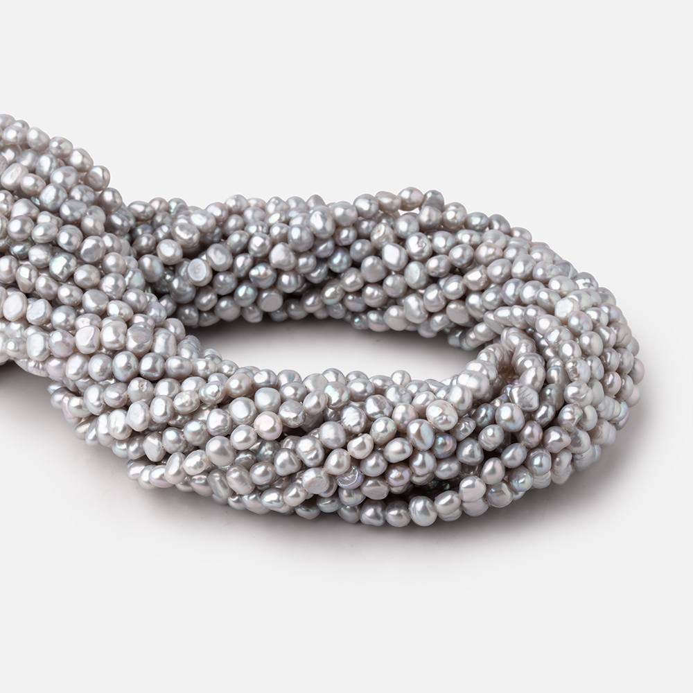 5-6mm Silver Side Drill Baroque Freshwater Pearls 16 inch 82 Beads