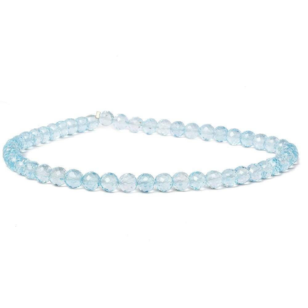 5-6mm Sky Blue Topaz Faceted Round Beads 10 inch 44 pieces