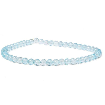 5-6mm Sky Blue Topaz Faceted Round Beads 10 inch 44 pieces