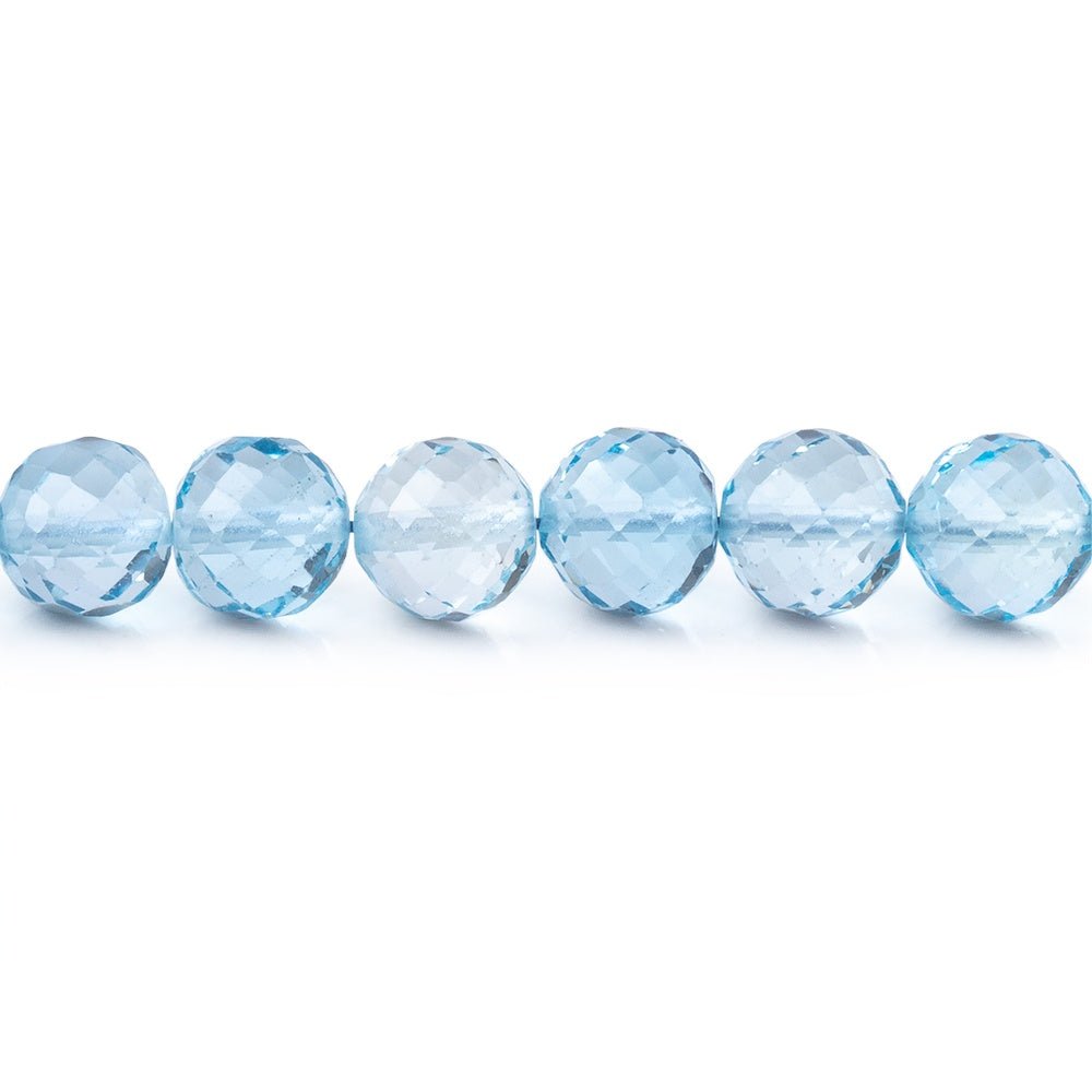 5-6mm Sky Blue Topaz Faceted Round Beads 8.5 inch 36 pieces AAA