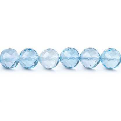 5-6mm Sky Blue Topaz Faceted Round Beads 8.5 inch 36 pieces AAA