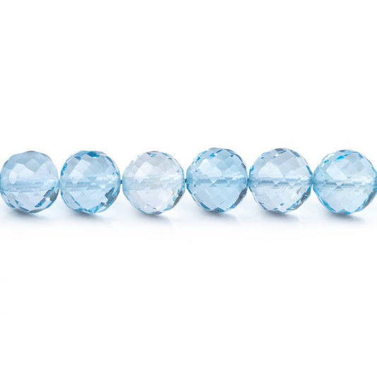 5-6mm Sky Blue Topaz Faceted Round Beads 8.5 inch 36 pieces AAA