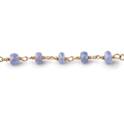 5-6mm Tanzanite Faceted Rondelle Beads on Vermeil Chain