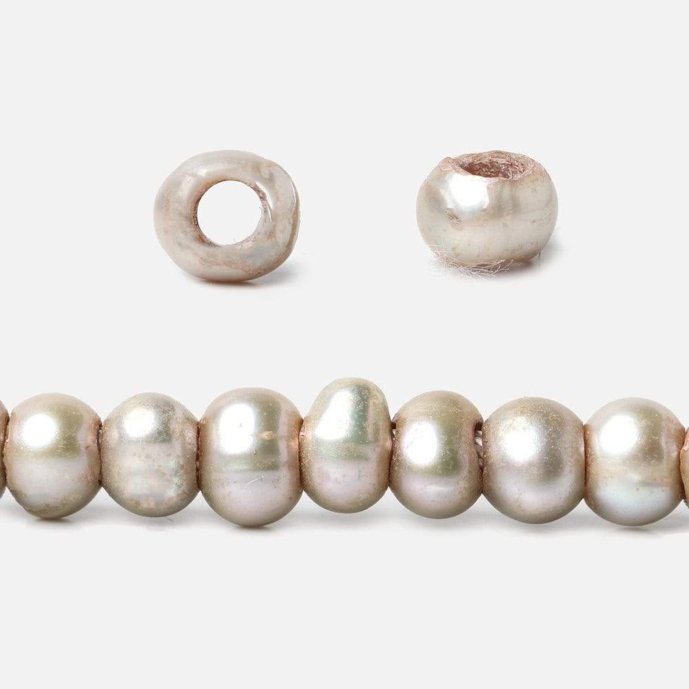 5-6mm Tea Rose Champagne Off Round Large Hole Pearls 15 inch 98 pieces