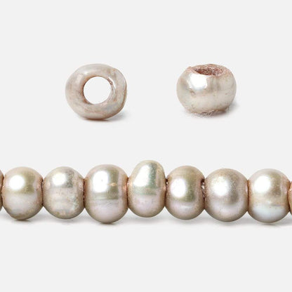 5-6mm Tea Rose Champagne Off Round Large Hole Pearls 15 inch 98 pieces