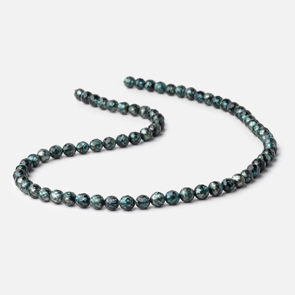 5-6mm Teal Faceted Round Freshwater Pearls 16 inch 69 pieces