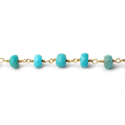 5-6mm Turquoise faceted rondelle Vermeil Chain by the foot 34 pcs
