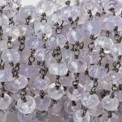 5-6mm Violet Scapolite faceted rondelle Black Gold .925 Chain by the foot 35 beads