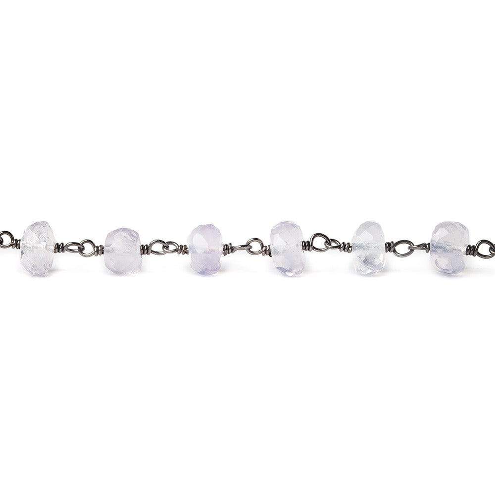 5-6mm Violet Scapolite faceted rondelle Black Gold .925 Chain by the foot 35 beads