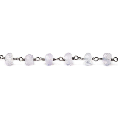 5-6mm Violet Scapolite faceted rondelle Black Gold .925 Chain by the foot 35 beads