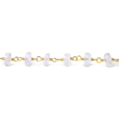 5-6mm Violet Scapolite faceted rondelle Vermeil Chain by the foot 35 beads