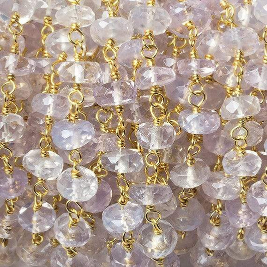 5-6mm Violet Scapolite faceted rondelle Vermeil Chain by the foot 35 beads