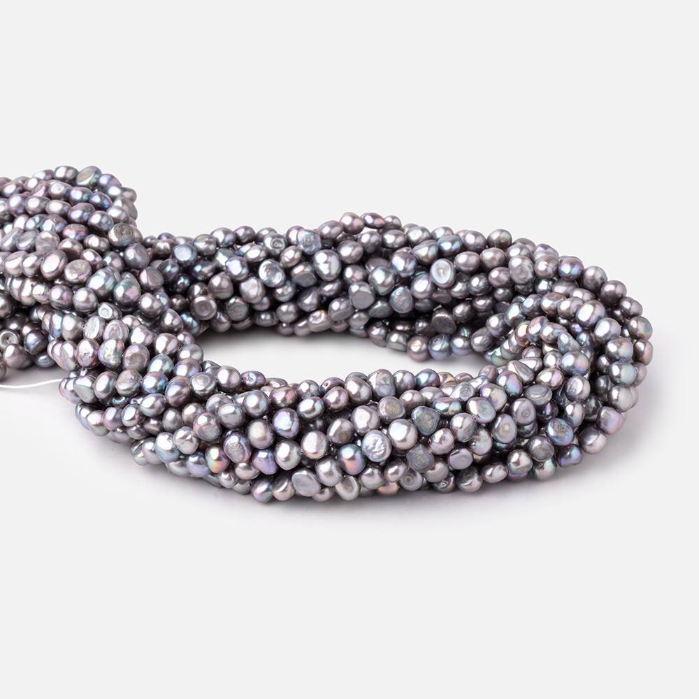 5-6mm Violet Silver Side Drill Baroque Freshwater Pearls 16 inch 82 Beads