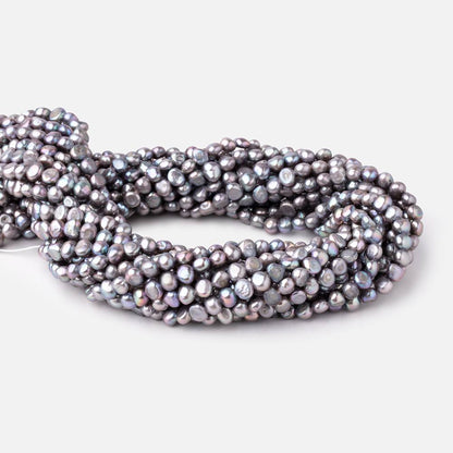 5-6mm Violet Silver Side Drill Baroque Freshwater Pearls 16 inch 82 Beads