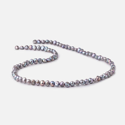 5-6mm Violet Silver Side Drill Baroque Freshwater Pearls 16 inch 82 Beads