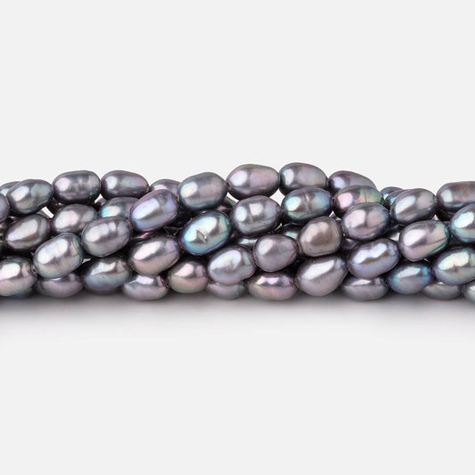 5-6mm Violet Silver Straight Drill Oval Freshwater Pearls 16 inch 72 Beads