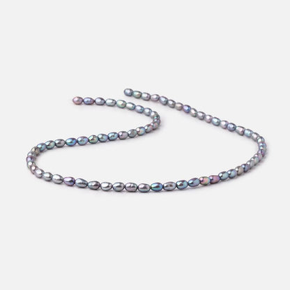 5-6mm Violet Silver Straight Drill Oval Freshwater Pearls 16 inch 72 Beads