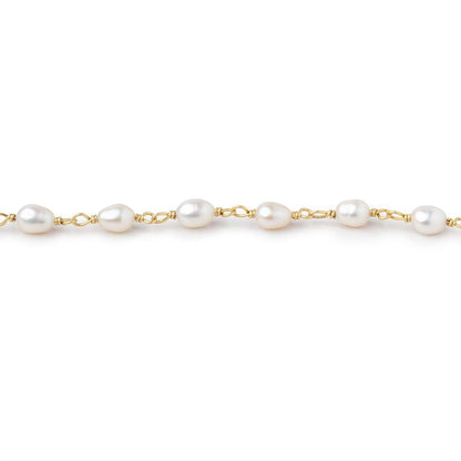 5-6mm White Oval Freshwater Pearls on Vermeil Chain