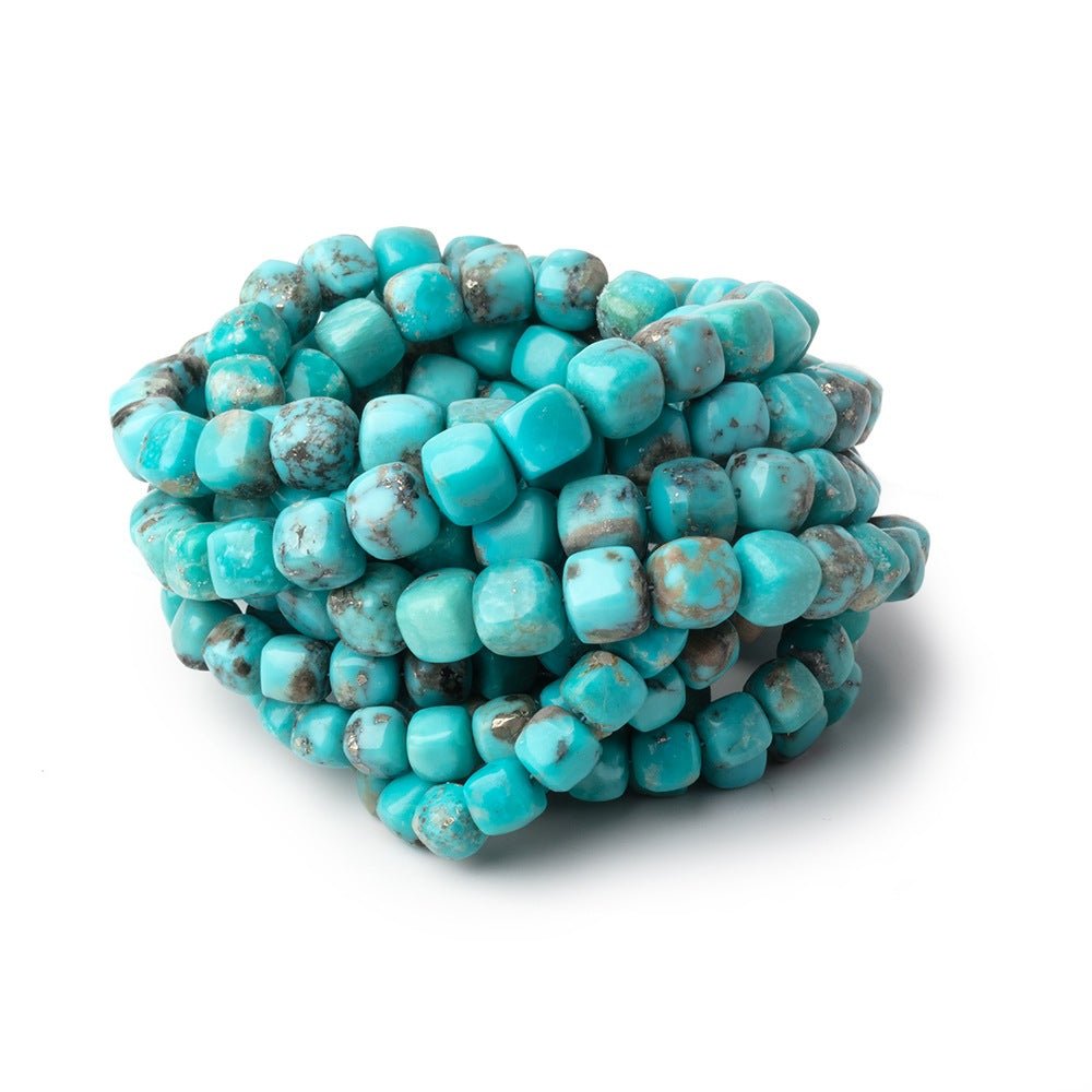 5-7.5mm Sleeping Beauty Turquoise Plain Cubes 16 inch 60 Beads AAA