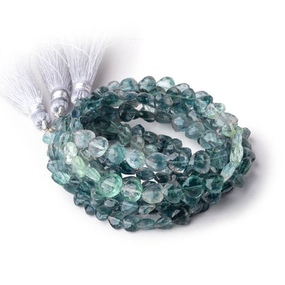 5-7mm Bi-Color Indicolite Tourmaline Straight Drilled Faceted Hearts 16 inch 72 Beads