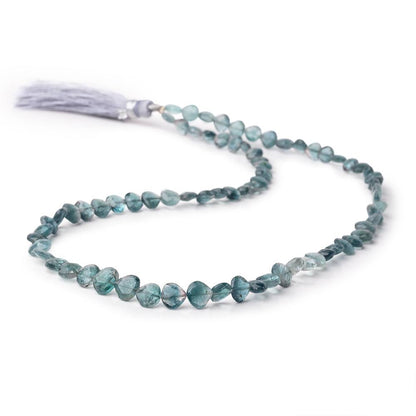 5-7mm Bi-Color Indicolite Tourmaline Straight Drilled Faceted Hearts 16 inch 72 Beads