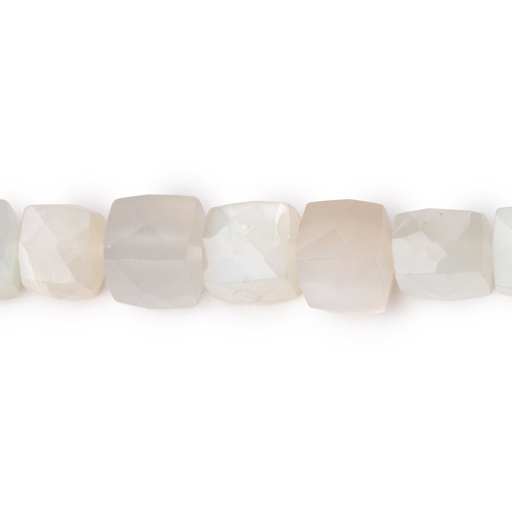 5-7mm Cream & Gray Moonstone Faceted Cube Beads 8 inch 27 pieces