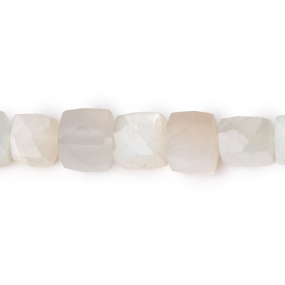 5-7mm Cream & Gray Moonstone Faceted Cube Beads 8 inch 27 pieces