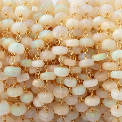 5-7mm Ethiopian Opal Faceted Rondelles on Vermeil Chain