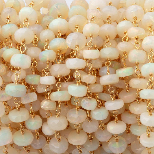5-7mm Ethiopian Opal Faceted Rondelles on Vermeil Chain