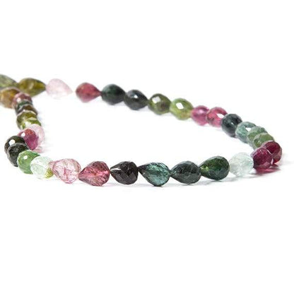 5-7mm Multi Color Tourmaline Beads Straight Drilled Tear Drop 50 pcs