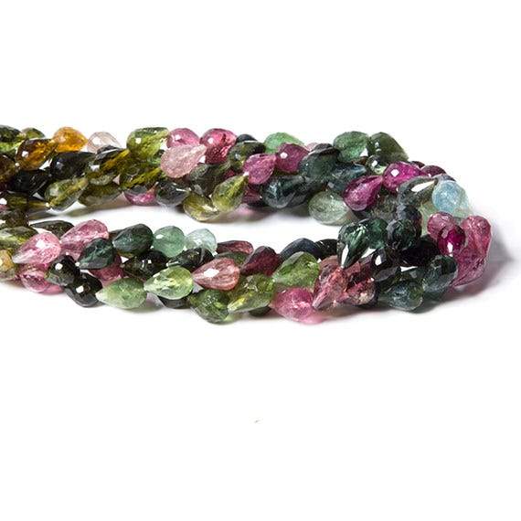 5-7mm Multi Color Tourmaline Beads Straight Drilled Tear Drop 50 pcs