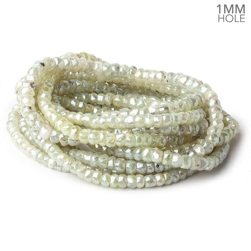 5-7mm Mystic Prehnite 1mm drill hole Faceted Rondelle Beads 16 inch 108 pieces