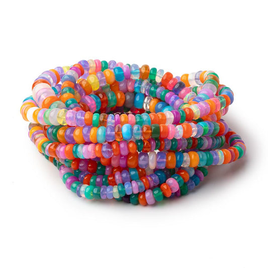 5-7mm Neon Multi Color Ethiopian Opal Plain Rondelle Beads 16 inch 121 pieces
