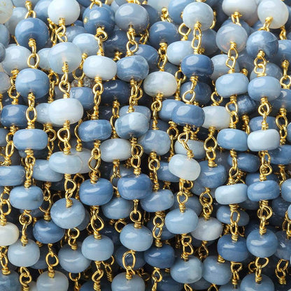 5-7mm Owyhee Blue Opal plain rondelle Vermeil Chain by the foot