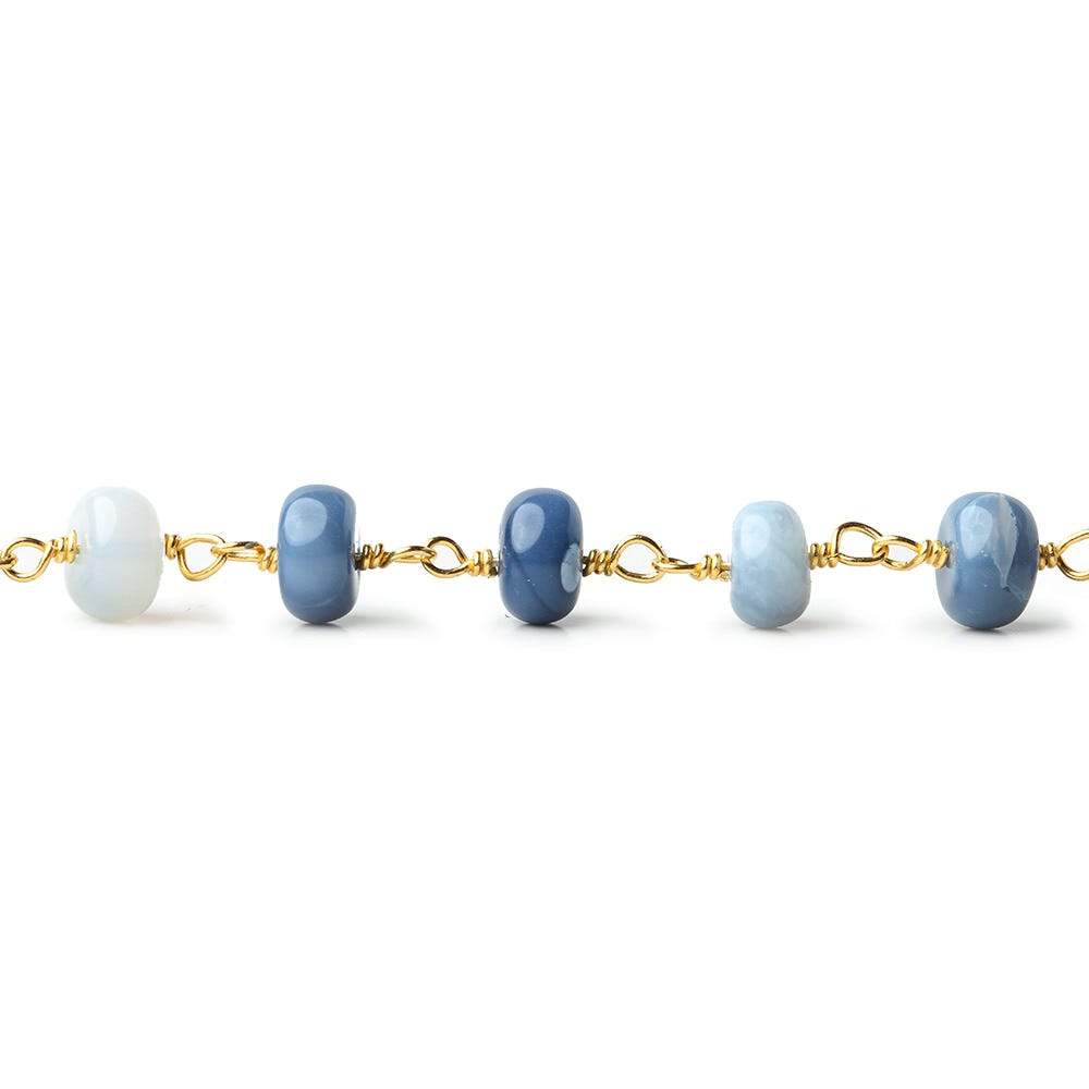 5-7mm Owyhee Blue Opal plain rondelle Vermeil Chain by the foot